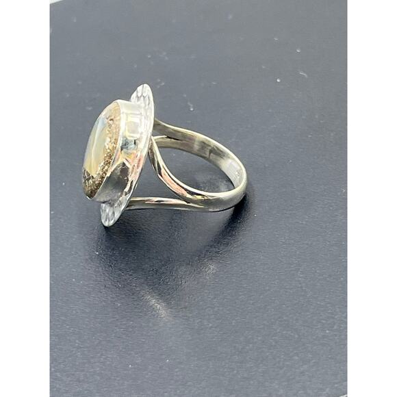 Sterling Silver Bezel Set Cabochon Boulder Opal Ring Size 8.75 - Picture 8 of 11